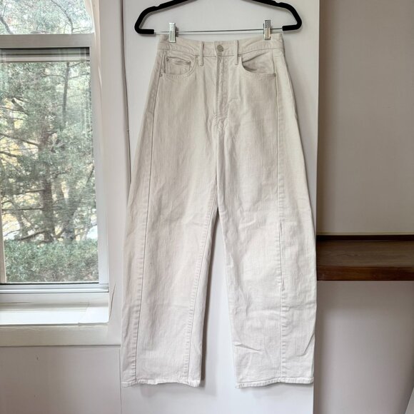 MOTHER Superior The Half Pipe Flood Jeans Wide Leg Denim in Act Natural Cream - Picture 5 of 15